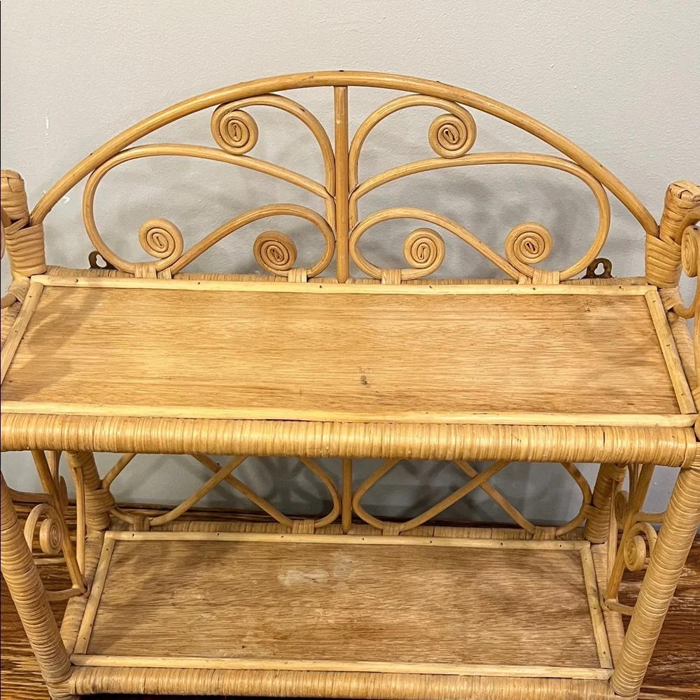 Elegant Two-Tier Rattan Shelf - Picture 2 of 6
